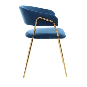 Krzeslo Lira Welurowe Granatowe Ze Zlotymi Nogami 57X47X79 Cm