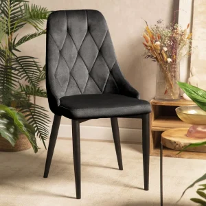 Krzeslo Louis Quilter Welurowe Czarne 44X59X88 Cm