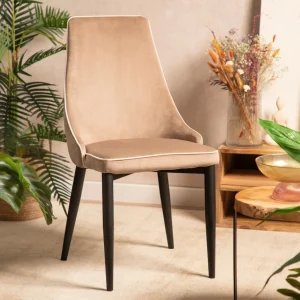 Krzeslo Louis Ribbon Welurowe Bezowe 44X59X88 Cm