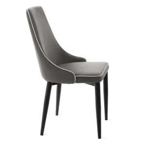 Krzeslo Louis Ribbon Welurowe Szare 44X59X88 Cm