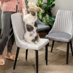 Krzeslo Louis W Tkaninie Jasnoszare 44X59X88 Cm