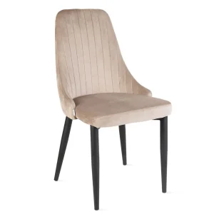 Krzeslo Louis Welurowe Bezowe 44X59X88 Cm