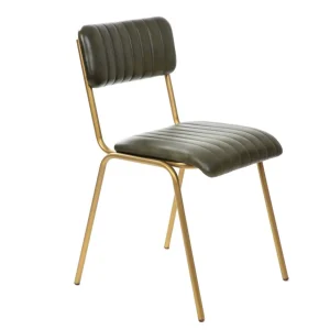 Krzeslo Lumbar W Obiciu Ze Skory Bawolej Zielone 46X52X78 Cm