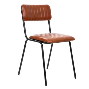 Krzeslo Lumbar W Obiciu Ze Skory Bawolej Brazowe 46X52X78 Cm