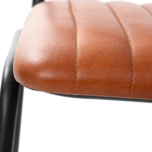 Krzeslo Lumbar W Obiciu Ze Skory Bawolej Brazowe 46X52X78 Cm