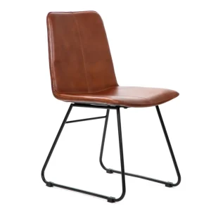 Krzeslo Nerea W Obiciu Ze Skory Bawolej Brazowe 46X58X86 Cm