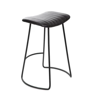 Krzeslo Nerea W Obiciu Ze Skory Bawolej Czarne 50X39X65 Cm