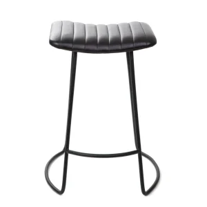 Krzeslo Nerea W Obiciu Ze Skory Bawolej Czarne 50X39X65 Cm