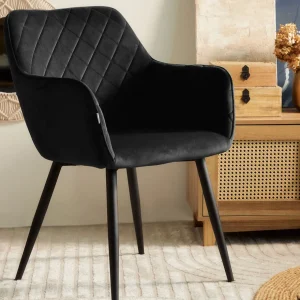 Krzeslo Shelton Welurowe Czarne 56X60X84Cm