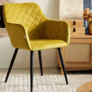 Krzeslo Shelton Welurowe Musztardowe 56X60X84Cm