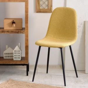 Krzeslo Slank W Tkaninie Musztardowe 44X52X85Cm