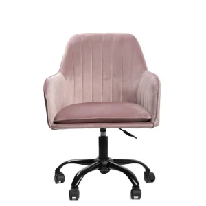 Krzeslo Teill Welurowe Obrotowe Rozowe 55,5X54,5X80-90Cm
