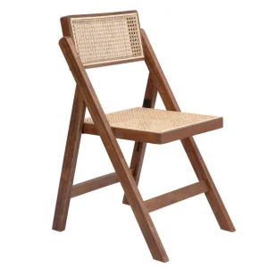 Krzeslo Verdura Drewniane Z Naturalnym Rattanem 46X52X80 Cm
