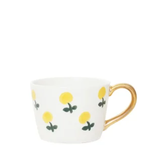 Kubek Frizzy Recznie Malowany W Cytryny I Zlotym Uchem 0,3 L