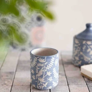 Kubek Lazienkowy Mirabel Niebieski We Wzory 7.5X7.5X9.5 Cm