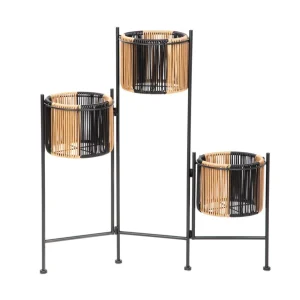 Kwietnik Floero Z Plecionka Bezowo-Czarny 67X23X70 Cm