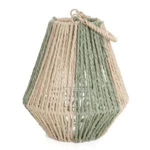 Lampion Avli Pleciony Z Zielonymi Elementami 21,5X23 Cm