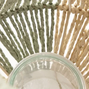 Lampion Avli Pleciony Z Zielonymi Elementami 21,5X23 Cm