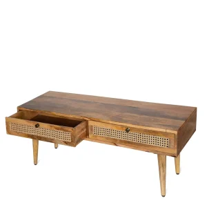 Lawa Natte Drewniana Lite Drewno Mango Z Rattanem 120X45X45