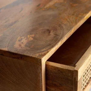 Lawa Natte Drewniana Lite Drewno Mango Z Rattanem 120X45X45