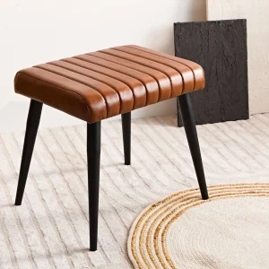 Lawka Brizo W Obiciu Ze Skory Bawolej Brazowe 45X37X45 Cm