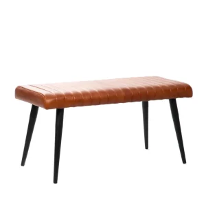 Lawka Brizo W Obiciu Ze Skory Bawolej Brazowe 90X37X45 Cm