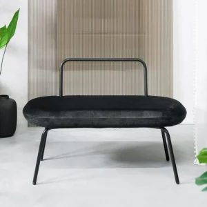 Lawka Ina Welurowa Czarna 95X45X61 Cm