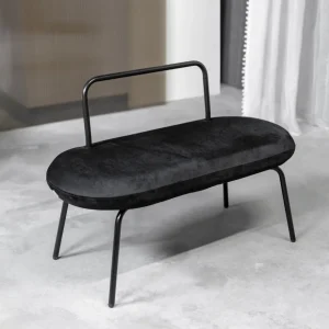 Lawka Ina Welurowa Czarna 95X45X61 Cm