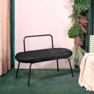 Lawka Ina Welurowa Czarna 95X45X61 Cm