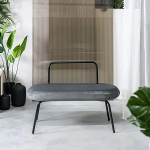 Lawka Ina Welurowa Szara 95X45X61 Cm