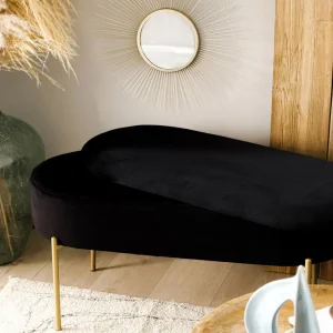 Lawka Layla Welurowa Czarna Ze Schowkiem 91,5X41X46.5 Cm