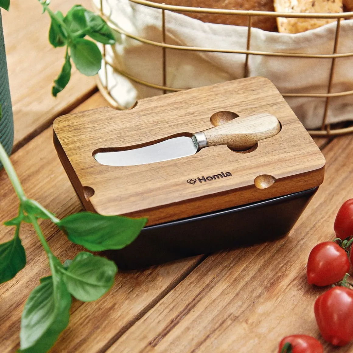 maselniczka_mooka_porcela_0.webp Maselniczka Mooka Porcelanowa Z Nozykiem I Akacjowa Pokrywka Czarna 11X16 Cm