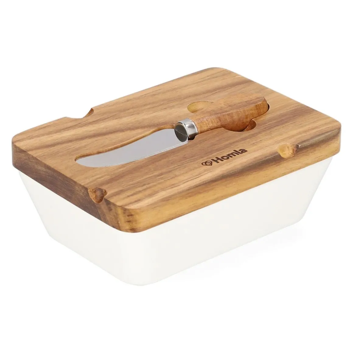 maselniczka_mooka_porcela_4-1.webp Maselniczka Mooka Porcelanowa Z Nozykiem I Akacjowa Pokrywka Biala 11X16 Cm