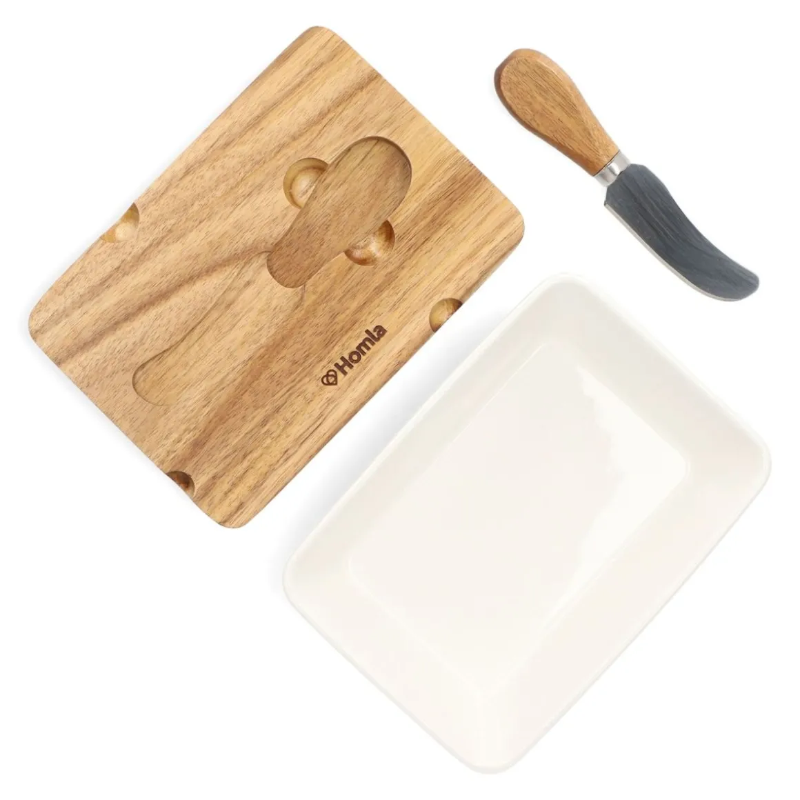 maselniczka_mooka_porcela_6-1.webp Maselniczka Mooka Porcelanowa Z Nozykiem I Akacjowa Pokrywka Biala 11X16 Cm