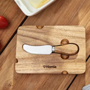 Maselniczka Mooka Porcelanowa Z Nozykiem I Akacjowa Pokrywka Biala 11X16 Cm