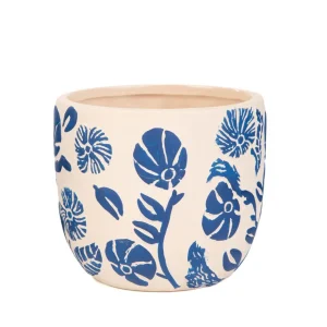 Oslonka Na Doniczke Grace Z Granatowymi Wytloczeniami 13,5X13,5X12 Cm