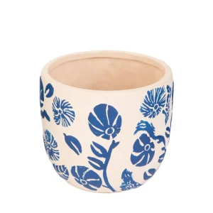 Oslonka Na Doniczke Grace Z Granatowymi Wytloczeniami 13,5X13,5X12 Cm