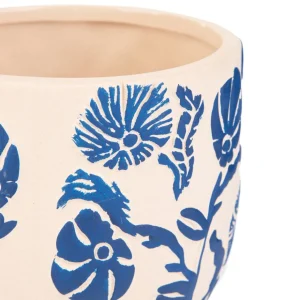 Oslonka Na Doniczke Grace Z Granatowymi Wytloczeniami 13,5X13,5X12 Cm