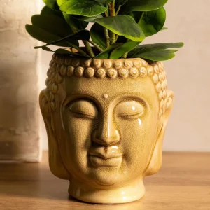 Oslonka Na Doniczke Makadi Budda Bezowa 16X16X17 Cm