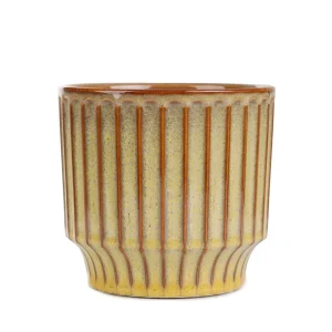 Oslonka Na Doniczke Maya Ceramiczna Musztardowa 13,8X13,8X12,8 Cm