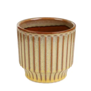 Oslonka Na Doniczke Maya Ceramiczna Musztardowa 13,8X13,8X12,8 Cm