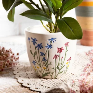 Oslonka Na Doniczke Meadow W Kolorowe Kwiaty 13X12X11 Cm