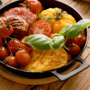 Patelnia Andreas Zeliwna Z Dwoma Uchwytami I Bambusowa Podkladka 25X20 Cm