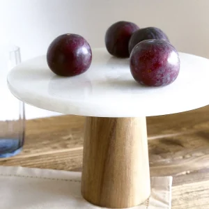 Patera Marble Marmurowa Z Akacjowa Nozka 25X14,5 Cm