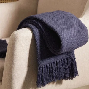 Pled Morris Z Fredzlami Granatowy 130X170 Cm