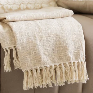 Pled Nori Bawelniany Z Bezowym Wzorem 130X170 Cm