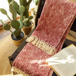 Pled Nori Bawelniany Z Fuksjowym Wzorem 130X170 Cm