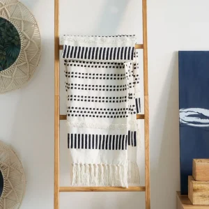 Pled Parat Bawelniany W Granatowe Przeszycia 130X170 Cm