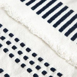 Pled Parat Bawelniany W Granatowe Przeszycia 130X170 Cm