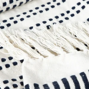 Pled Parat Bawelniany W Granatowe Przeszycia 130X170 Cm